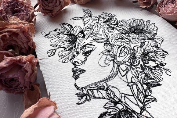 One Line Lady Face Machine Embroidery Review